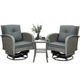 thumbnail image 3 of 3pcs Patio Furniture Set on Sale, Rattan Outdoor Conversation Set of 2, Patio Bistro Set w/ 360° Swivel Rocking Chairs & Table, Gray Thickened Cushions, 3 of 10