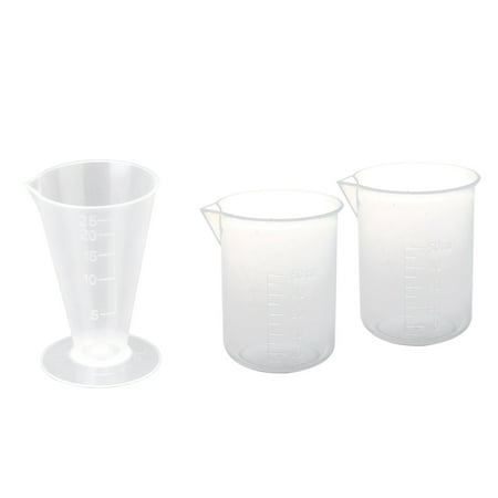 

3 Pcs Laboratory Plastic Water Liquid Measuring Cup Transparent 50Ml & 25Ml