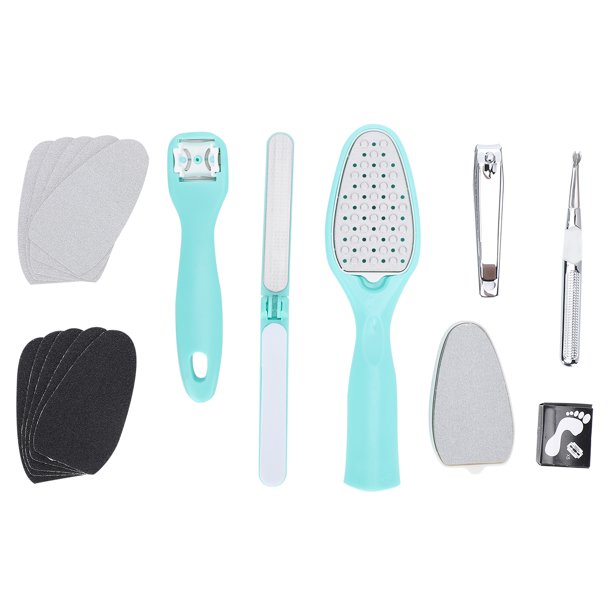 Juego de limas para pies, afeitadora de callos, papel de lija, lima de uñas, eliminación de piel muerta, juego de herramientas de pedicura