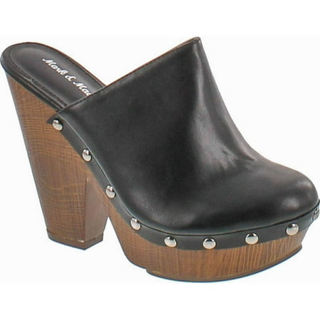 

Mark and Maddux ANTONIO-06 Wood Effect Platform Women s Clogs in Black