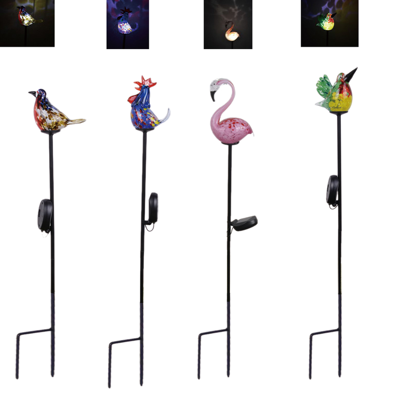 Meadow Creek Assorted Glass 31 in. H Bird Solar Garden Stake