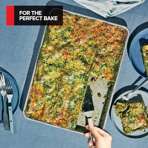 13x18 Aluminum Baking Sheet Pan (2 Pack), Commercial Half Size Rimmed Baking Pans for Oven, Freezer, & Bun Racks, Heavy Duty Baking Sheet Cake Pan, Extra Large Cookie Sheets for Baking & Cooking