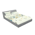 thumbnail image 2 of Ambesonne Modern Fitted Sheet & Pillow Sham Set, Vector Geometric Shapes, Queen, Cream Marigold Pale Blue, 2 of 2