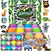 Jungle Safari Bath Bombs for Kids with Toys Inside by Mineral Me California w/ Mild Fruity Scent