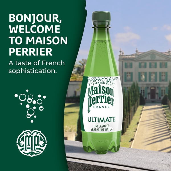 Maison Perrier Ultimate Sparkling Water – 16.9 fl oz Bottles (Pack of 24) – Unflavored, Zero Calories, Bottled in France