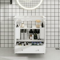 30" Bathroom Vanity without Sink, Base Only, Multi-functional Bathroom Cabinet with Doors and Drawer, Solid Frame and MDF Board, White