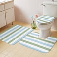thumbnail image 2 of Sage Green Blue Striped Bath Mat 3 Piece Bathroom Rug Set, Farmhouse Sage Green Stripes Non Slip Bath Rug Contour Mat and Toilet Lid Cover, Absorbent Shower Mats Soft Bath Rugs and Mats Sets, 2 of 8