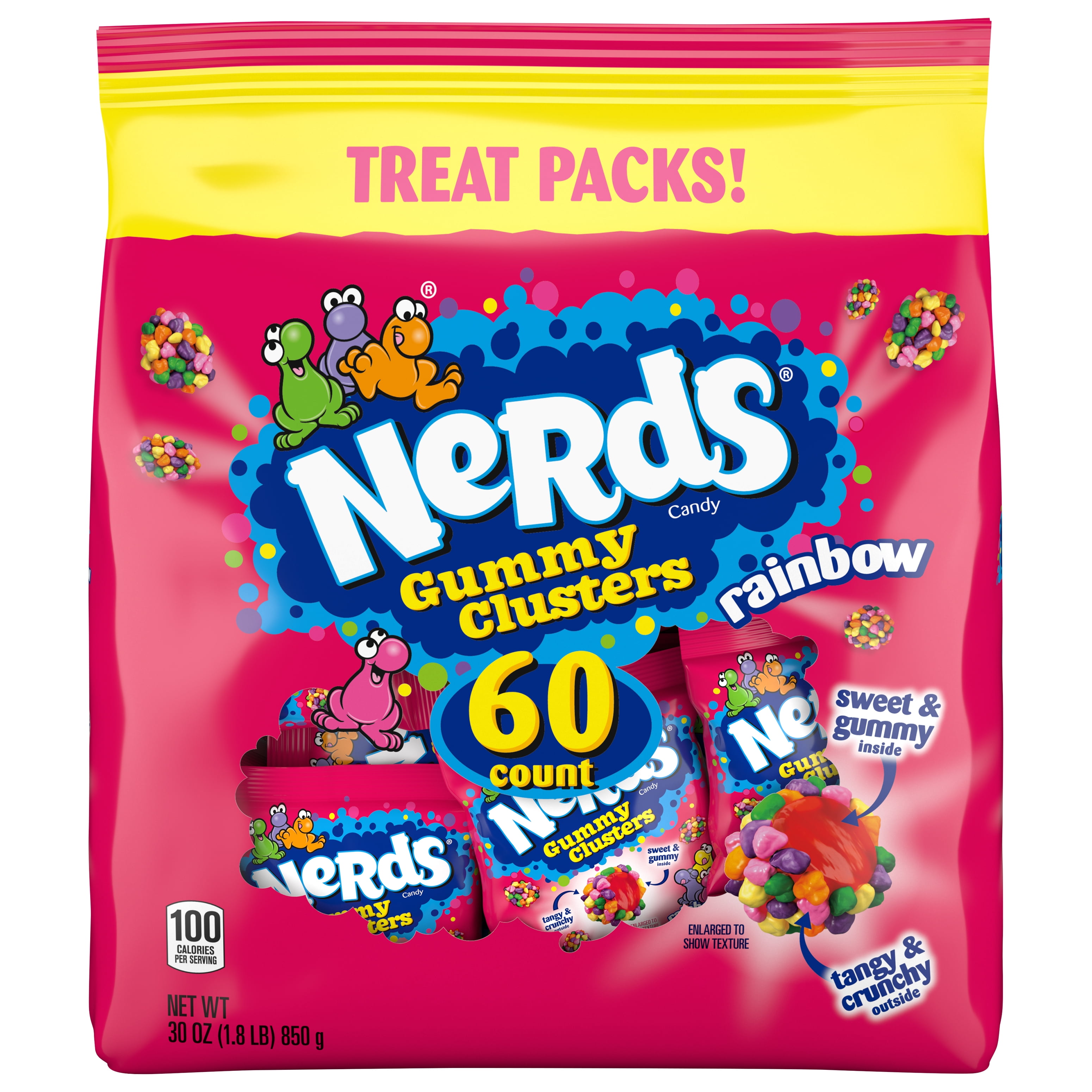 Nerds Gummy Clusters Treat Packs 60 Count 30 Ounce Bag