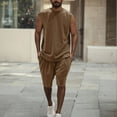 thumbnail image 2 of Stamzod Men Short Sets Outfits 2 Piece Fashion Solid Color Sleeveless Tank Tops and Shorts Casual Loose Plus Size Summer Outfits for Men Brown XXXL, 2 of 6
