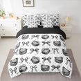 thumbnail image 2 of jejeloiu Kawaii Bowtie Ribbon 7-Piece Bedding Comforter Set,Gray White King Bedding Sets For Girls Teens Reversible, 2 of 8