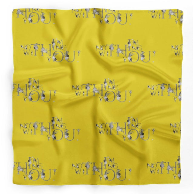 Bimba Yellow Floral Love Quotes Text Pure Silk Printed Head Bandanas Summer Neck Wrap Scarf 40 x 40 Inches
