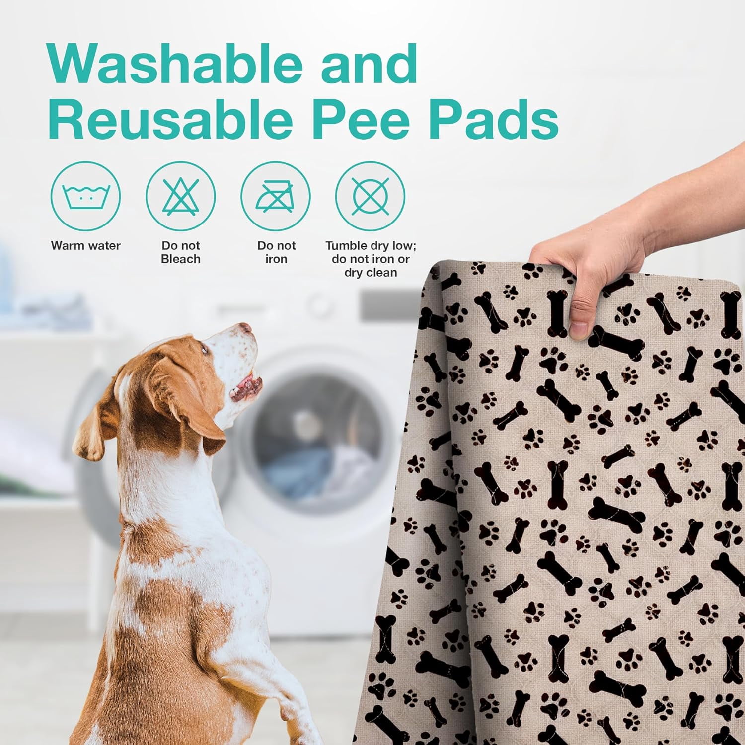 Washable Pee Pads for Dogs with Pheromone Attraction, Reusable Puppy Pads, Waterproof Non-Slip Training Pad, 31.25 × 27.25 in, Pet-Friendly for Crates, Apartments, Puppy Supplies (One Unit)