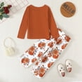 thumbnail image 3 of Kucnuzki 7 Years Big Girls Outfits 8 Years Big Girls Casual Clothes Sets Ruffle Long Sleeves Knit Top Solid Color Pullover Top Waistband Floral Pants 2pcs Brown, 3 of 8