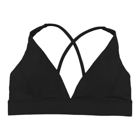 Blphud Ladieas Bras Trendy Lingerie for Women Sports Bras for Women Womens Bra Push Up Deep V Neck Sports Bras for Women Strap Padded Bra Sexy Wireless Yoga Bra Black L