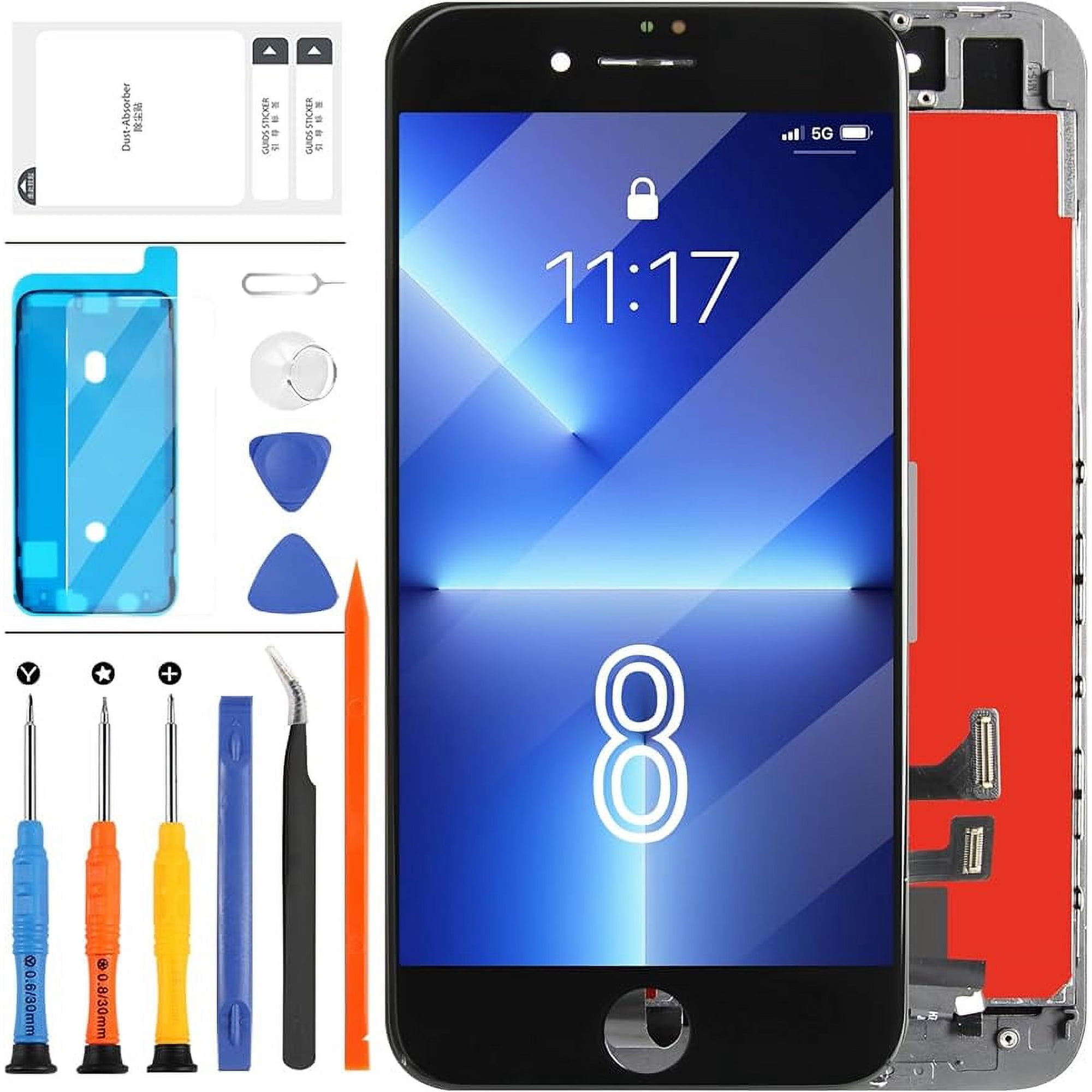 for iPhone 8/SE 2020 Screen Replacement Black 4.7 Inch Full Assembly for A1863 A1905 A1906 A2275 A2298 A2296 LCD Dispaly 3D Touch Screen Digitizer with Repair Tools Kit