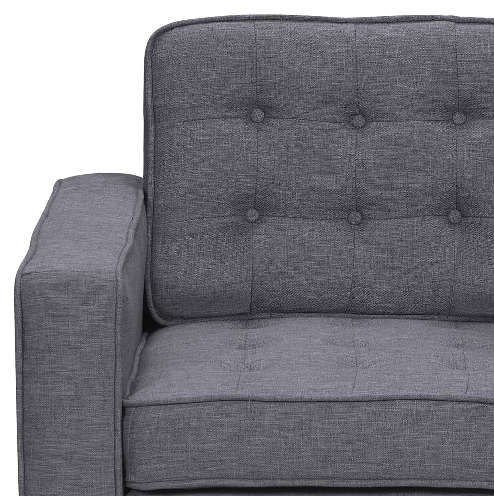 Chandler Sofa Chair In Brushed Stainless Steel And Dark Grey Fabric Chandler Sofa Chair In Brushed Stainless Steel And Dark Grey Fabric