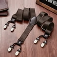 thumbnail image 5 of Buyless Fashion Satin Twill Formal Mens 2 Pack Suspenders - 48" Adjustable 6 Clip Y Back - 1 1/4" Leather End - 5143-2-Brown, 5 of 7