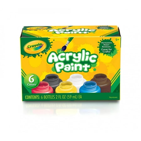 Crayola Acrylic Paint Set in Classic Colors, 6 Count, 2 oz. (Best Acrylic Paint Brand Beginners)