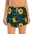 thumbnail image 4 of Lsque Sunflowers And Blue Flower Printed Women's Running Shorts with Liner Pockets,Elastic Quick Dry Workout Athletic Gym Yoga Shorts,Womens High Waist Shorts-Large, 4 of 9