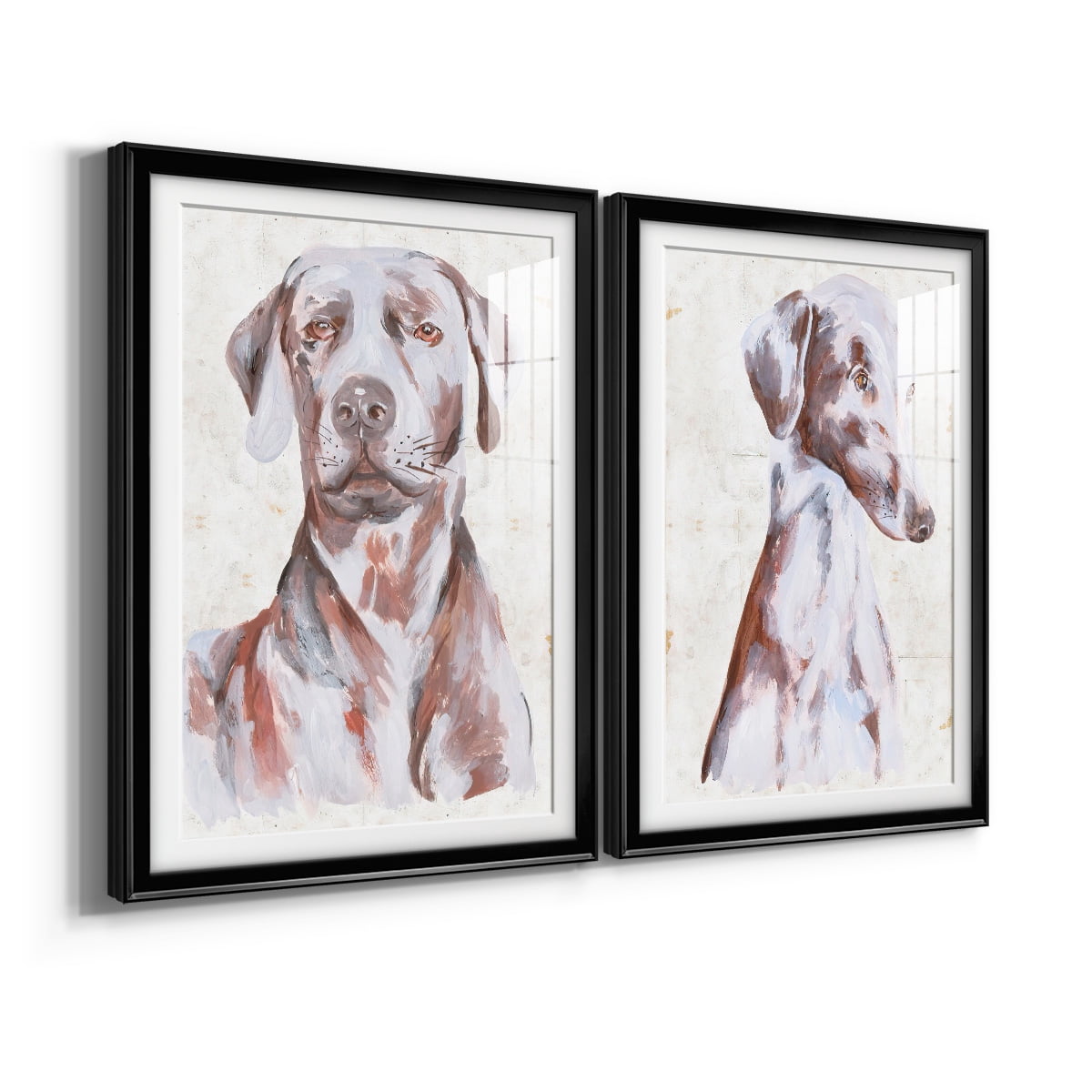 Wexford Home Sitting Dog I Premium Framed Print, 22.5" x 30.5" - Ready to Hang, Black (Set of 2)