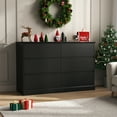 thumbnail image 2 of Black Dresser 6 Drawer Dresser Chests of Drawers Wood Storage Side Large Cabinet for Bedroom Closet Living Room, 2 of 11