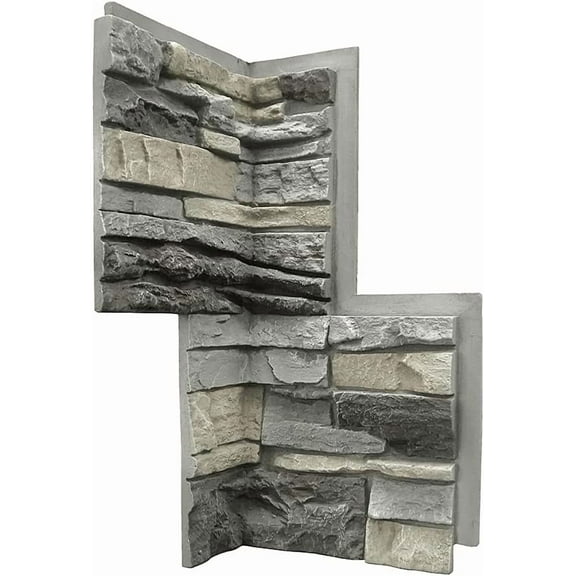 GenStone Faux Stacked Stone 90 Degree Inside Corner Panel 22.5" x 12" in Northern Slate Color for Do It Yourself Friendly Home Improvement Projects