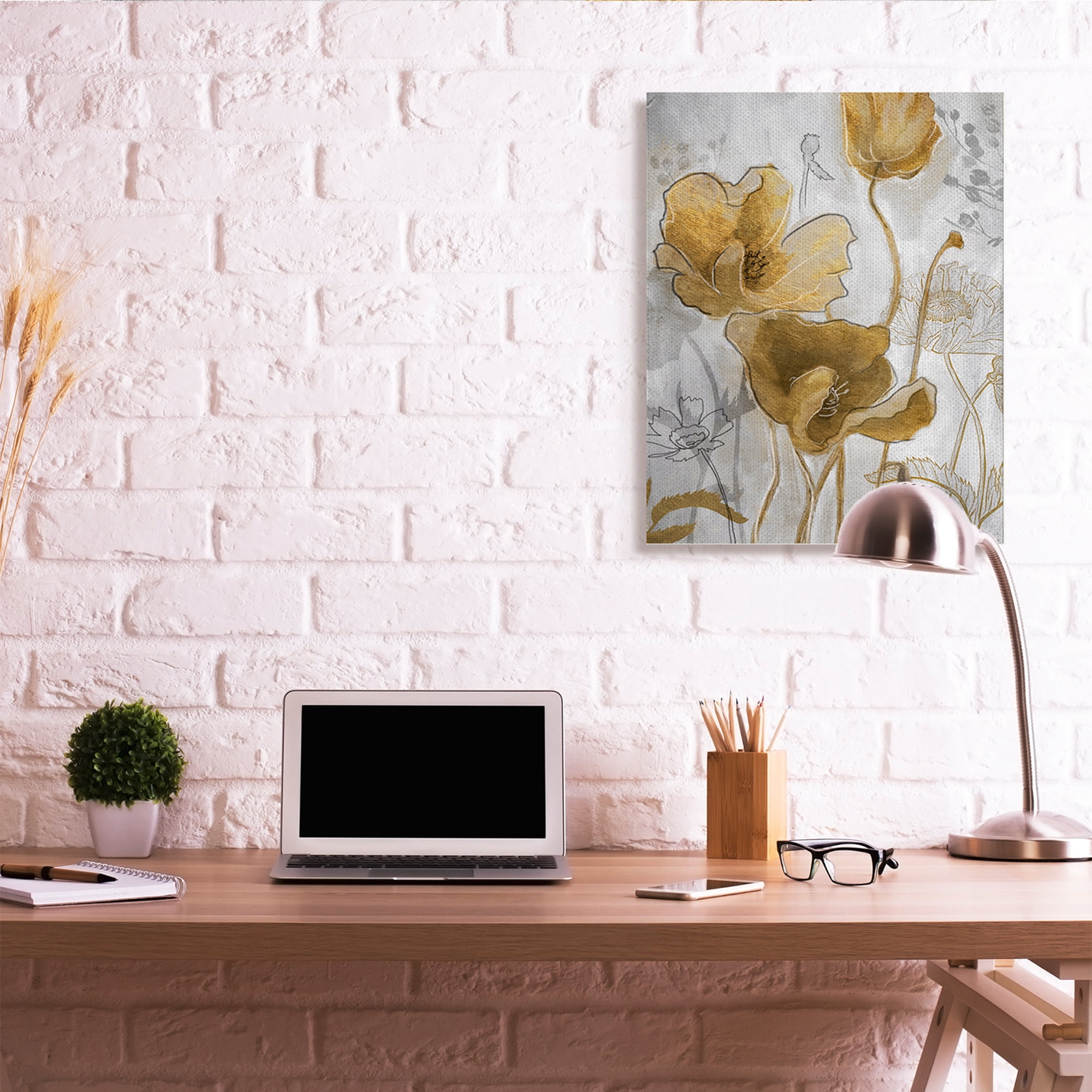 Stupell Industries Golden Poppy Field Abstract Floral Illustration Canvas Wall Art, 30 x 40, Design by Studio W
