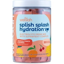 Wellah Splish Splash Hydration (Tropical Punch Flavor) 20 Stick Packs - Electrolyte Drink Mix with Superfruit Complex