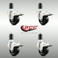 thumbnail image 2 of 3 Inch 316SS Soft Rubber Swivel 1-5/8 Inch Expanding Stem Caster Set Lock Brake, 2 of 2