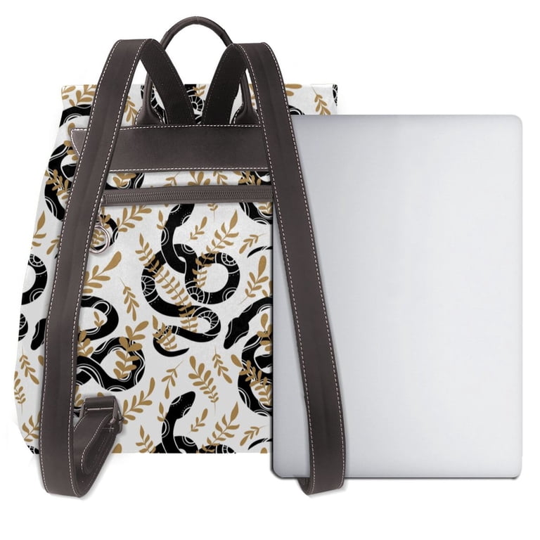 KLL Snake Print Leather Backpack,PU Leather Laptop Backpack  display picture 1
