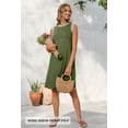 thumbnail image 7 of YOGAFOX Women's Summer Casual Beach Vacation Sleeveless Crewneck Mini Dresses(ArmyGreen,XL), 7 of 7