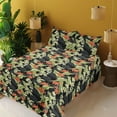 thumbnail image 2 of Ambesonne Tropical Vibes Fitted & Flat Sheet with Shams 4 Pcs Set, Leafy Flowers Daisy, Full, Pistachio Green Vermilion, 2 of 5