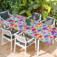 thumbnail image 2 of Colorful Flowers Table Cloths for 8 Foot Rectangle Tables, Spring Farmhouse Watercolor Floral Beige Patio Waterproof Elastic Fitted Tablecloths, Washable Rectangular Table Cover for Camping, 2 of 8