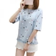 thumbnail image 2 of CNKOO T-Shirt à Pois d'Été pour Femmes Manches Courtes Col Rond Tee-Shirt Ample Décontracté, 2 of 5