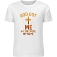 thumbnail image 1 of Camiseta de manga corta de algodón con gráfico "Dios me dio fe sobre el miedo", divertida, informal, de verano, 1 of 8