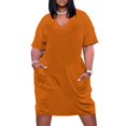 thumbnail image 2 of Burnt Orange Loose Pocket Dress women's clothing trend 2025 women evening dress, 2 of 7