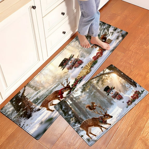 CCTFS Kitchen wooden background Fall Kitchen Rugs Non Skid Washable Area Carpet [Made in USA], Multi - 2 Pcs 16''*24''/47''*18''