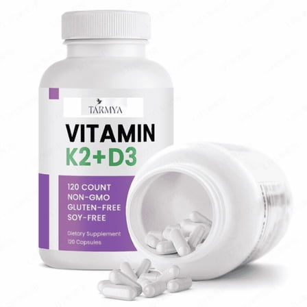 Tarmya Vitamin D3 & Vitamin K2 (MK-7) High Strength Softgels – 120 Capsules