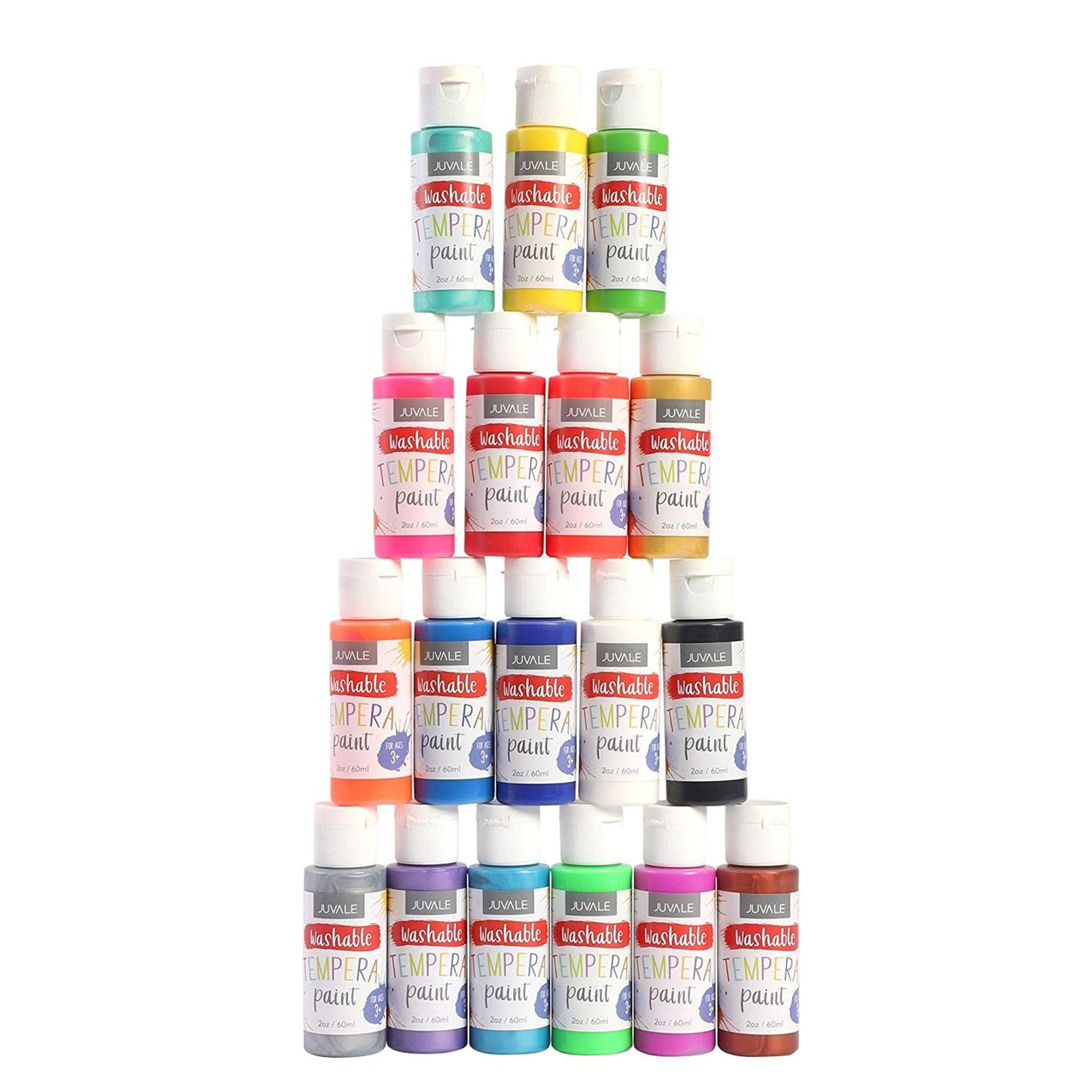 18 Packs Washable Tempera Paint Set for Kids Art Projects Painting Classrooms Schools DIY Art and Crafts, 2 oz, Multicolored