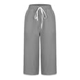 thumbnail image 6 of KyCheLot Women's Casual Capri Pants Elastic Waist Solid Color Drawstring Loose Cropped Pants with Pockets, 6 of 7