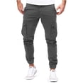 thumbnail image 4 of Pantalones cargo ajustados con múltiples bolsillos y estiramiento alto para hombre, pantalones de chándal con múltiples bolsillos, pantalones de correr informales para trabajo al aire libre de Color s, 4 of 5