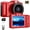 32GB 1200mAh + Red Color, variant on Digital Camera 4K 64MP Cameras for Photography with Dual Cameras, Point And Shoot Digital Camera with Auto Focus, Flash, 16X Zoom, Anti Shake, 32GB Card, Compact Vlogging Camera for Teens, Adults