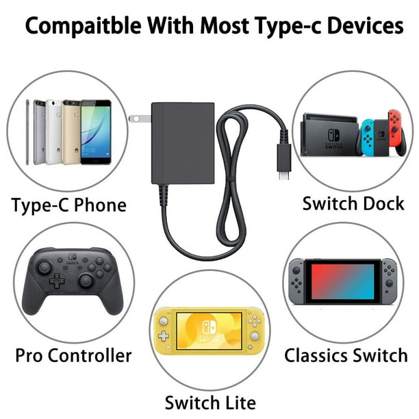 Nintendo Switch Charger 15V 2.6A Charger Power Charger AC Adapter for Nintendo Switch/Lite/OLED/Steam Deck,Support TV Mode,HAC-002 USB-C Fast Charger Nintendo Switch Charger 15V 2.6A Charger Power Charger AC Adapter for Nintendo Switch/Lite/OLED/Steam Deck,Support TV Mode,HAC-002 USB-C Fast Charger