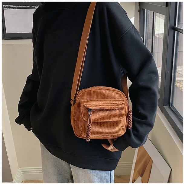 Prite Grand sac de shopping en velours côtelé pour femme avec bandoulière réglable pour le travail, les voyages, le shopping, l'école, le collège, gris, 35.1 x 35.1 x 14.5 cm, Rétro Prite Grand sac de shopping en velours côtelé pour femme avec bandoulière réglable pour le travail, les voyages, le shopping, l'école, le collège, gris, 35.1 x 35.1 x 14.5 cm, Rétro