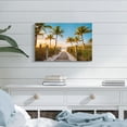 thumbnail image 4 of Ocean Canvas Wall Art Decor: Beach Coastal Scene Artwork Palm Tree Seascape Painting Print Horizontal Sunset Sea Theme Picture for Bathroom Bedroom Living Room, 4 of 6