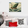 thumbnail image 4 of COMIO Fish Canvas Wall Art Hand Painted Lovely Whale Paintings Modern Coastal Pictures in Blue and White Color Abstract Animal Artwork for Living Room Bedroom Bathroom Decor, 4 of 4