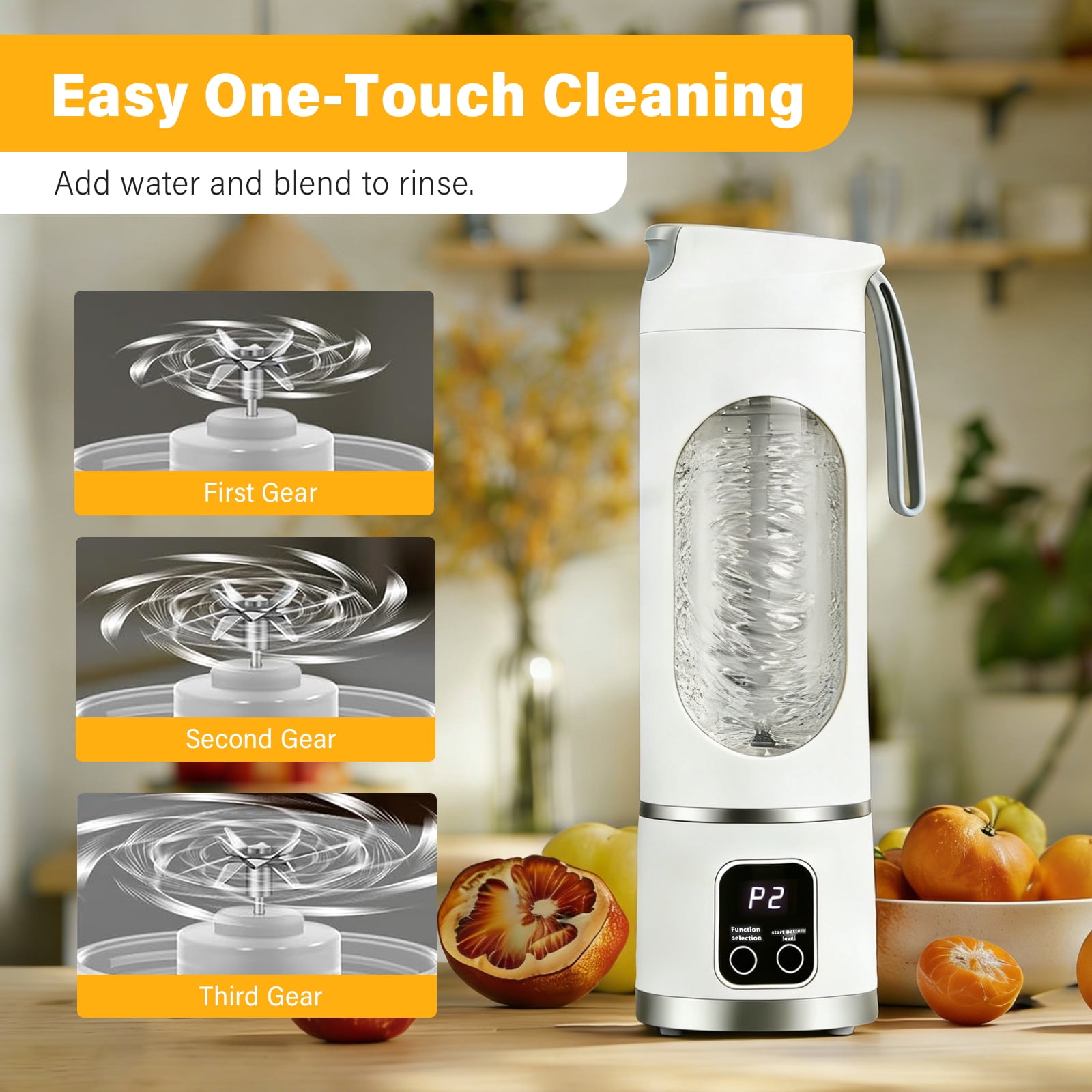 Portable Blender 450ML Type-C Rechargeable Personal Smoothie Blender, 12-Blade Portable Juicer Blender for Smoothies & Shakes, Mini Portable Juicer Travel Blender for Gym, Office & Outdoor
