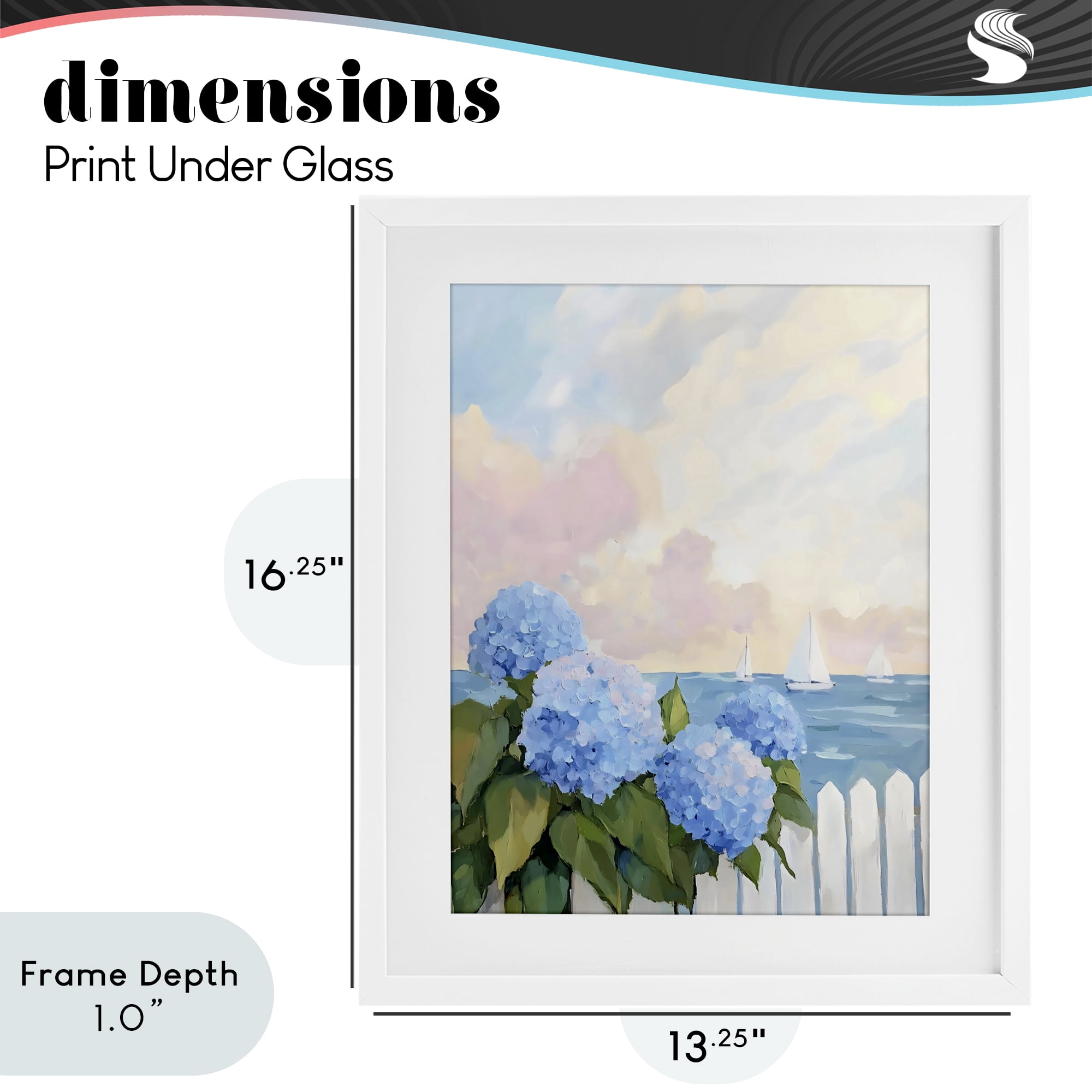 Stupell Industries Hydrangeas By The Sea White Framed Print Under Glass, design by Creative Studio