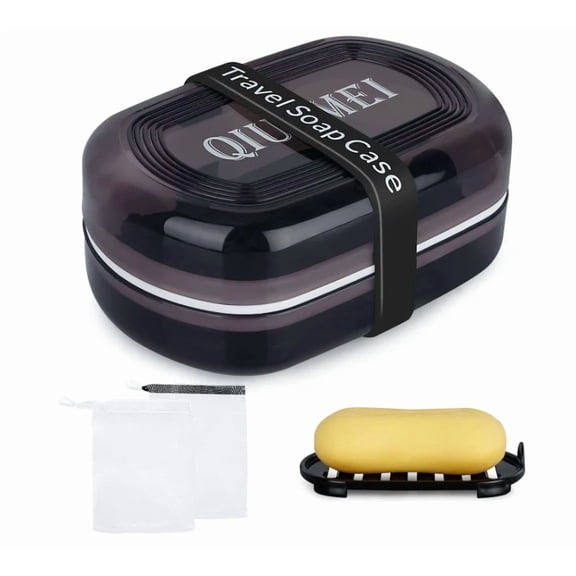 Travel Soap Box,Soap Bar Holder Dish Container Case With Soap Bag & Silicone Ban