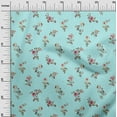 thumbnail image 2 of oneOone Cotton Jersey Aqua Blue Fabric Leaves & Floral Artistic Quilting Supplies Print Sewing Fabric By The Yard 58 Inch Wide, 2 of 4
